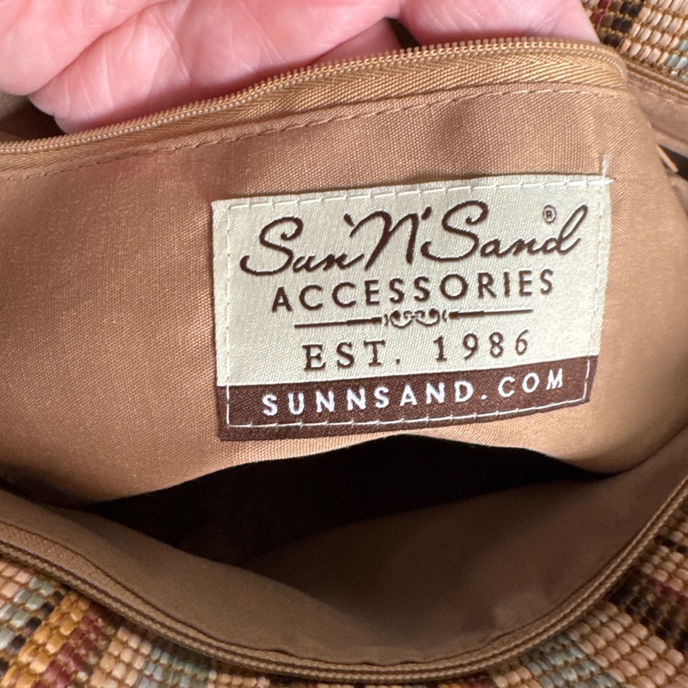 Sun N Sand Woven Striped Tote Bag Zip Close Summer Beach Resort Vacation Cruise - Picture 12 of 12